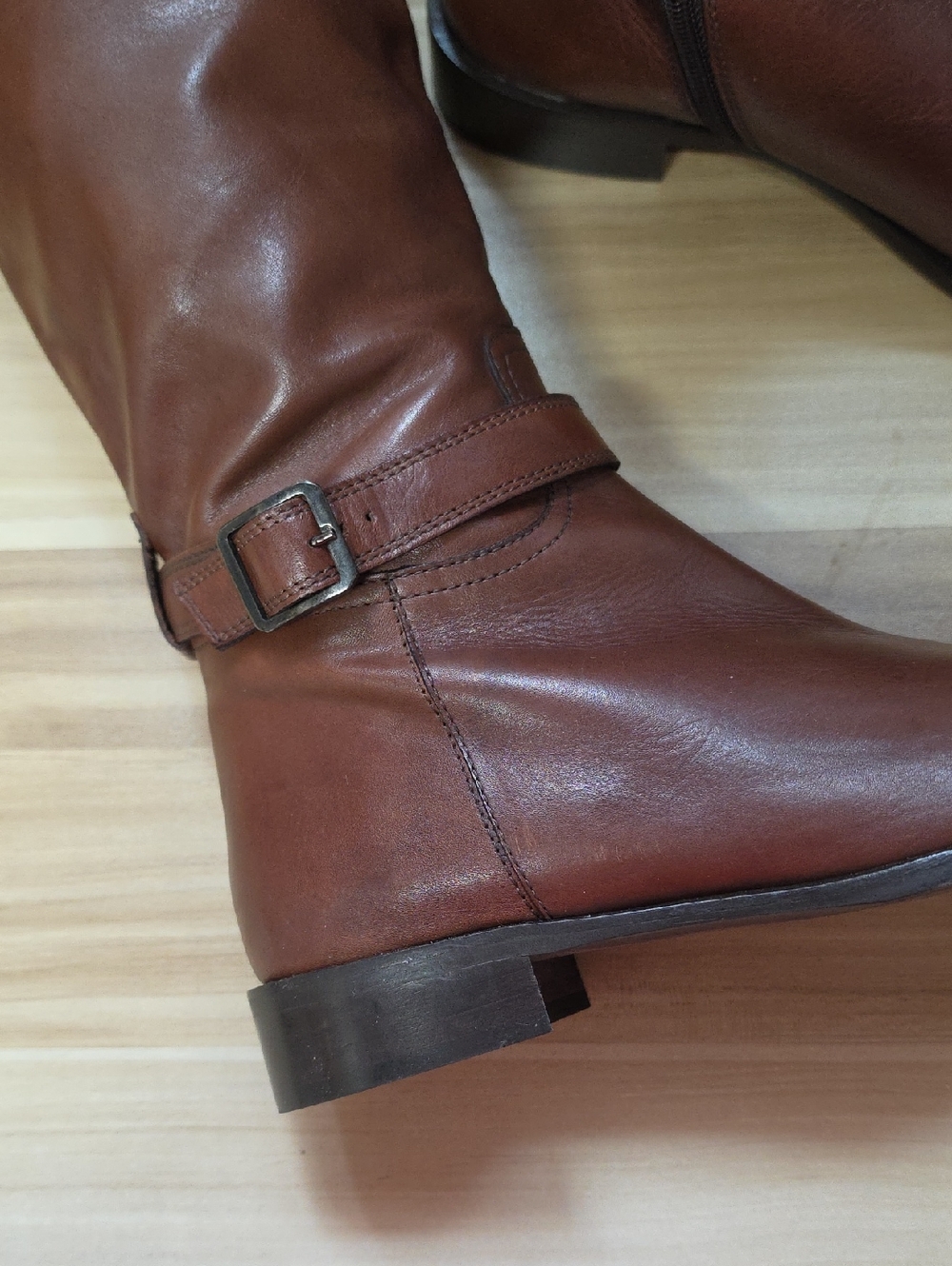 Garnet Hill Brown Italy Women's Riding Boot Zipper Low Heel Size 9.5 - Picture 3 of 12